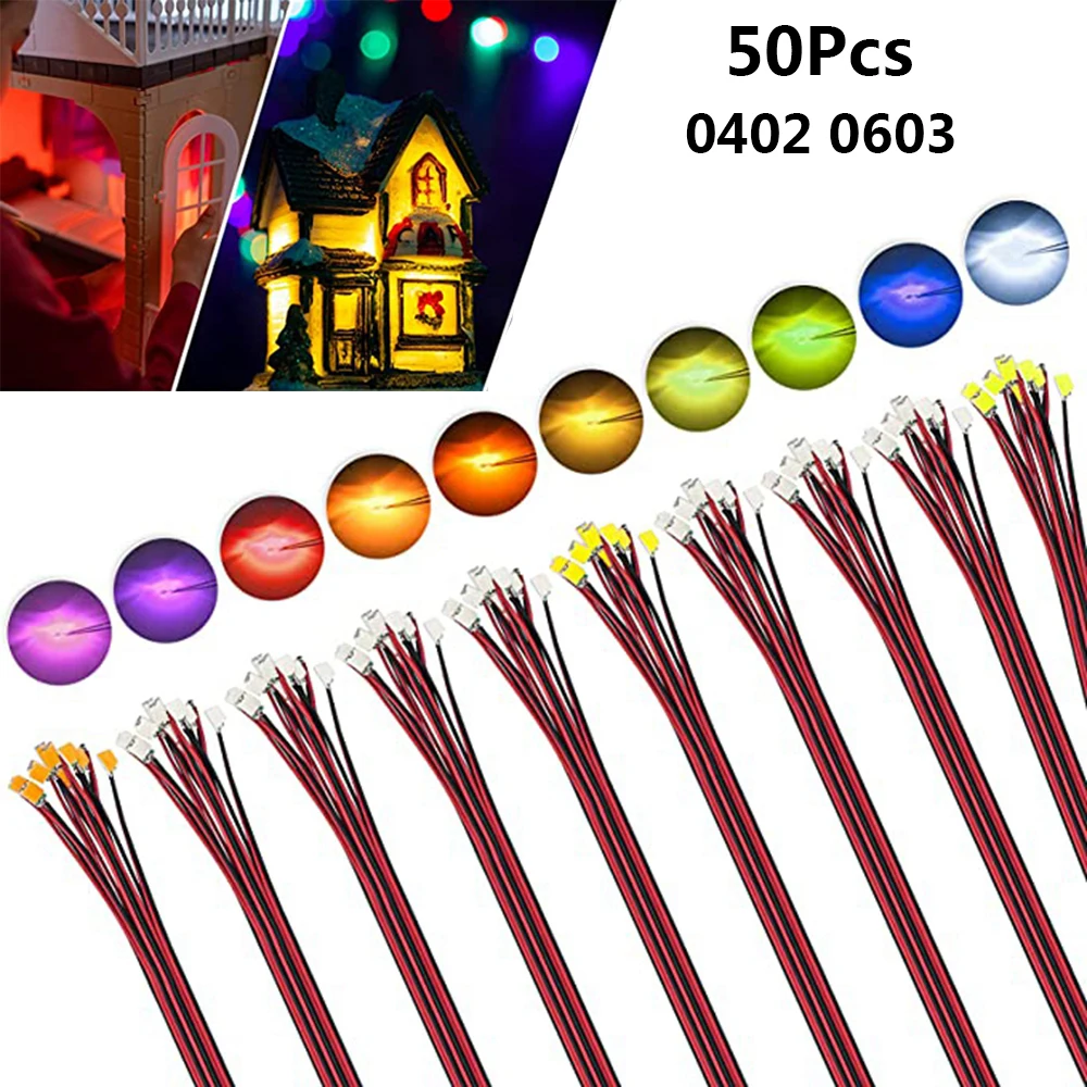 

50Pcs/Lot Wired Chip 30cm 3V Railway Model Scenes 0402 0603 SMD Lamp Wired Micro Led Pre-soldered Lamp DIY Model Toy Light Kits