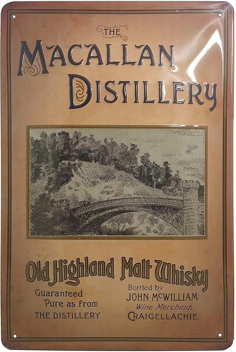 Cheyan Metal Sign Macallan Tin Sign Single Malt Distillery Nostalgia Retro Advertising Lacced Metal Home Decor