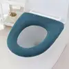1Pcs Winter Warm Toilet Seat Cover Closestool Mat Washable Bathroom Accessories Knitting Pure Color Soft O-shape Pad Bidet Cover 3