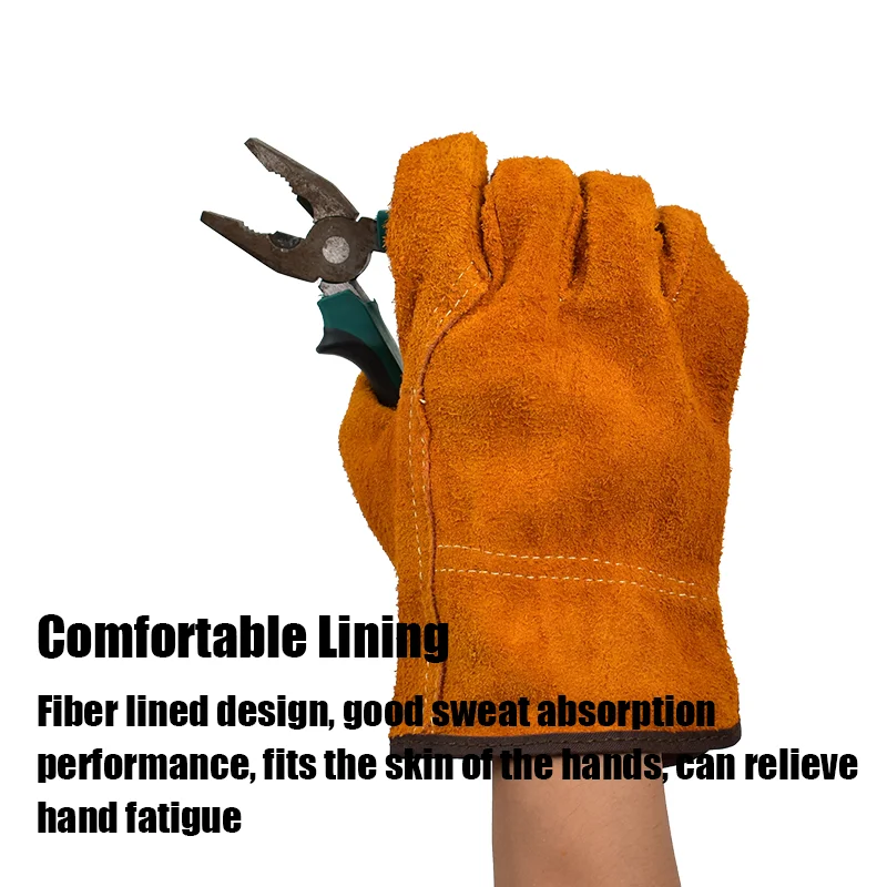 Mechanic Work Mens Gloves Welding Leather Electrician Gloves Professional Cowhide Security Industrial Protection