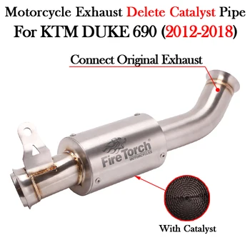 Slip On Motorcycle Exhaust Modify Muffler Escape Moto Catalyst Delete Bike Middle Link Pipe For KTM DUKE 690 DUKE690 2012 - 2018