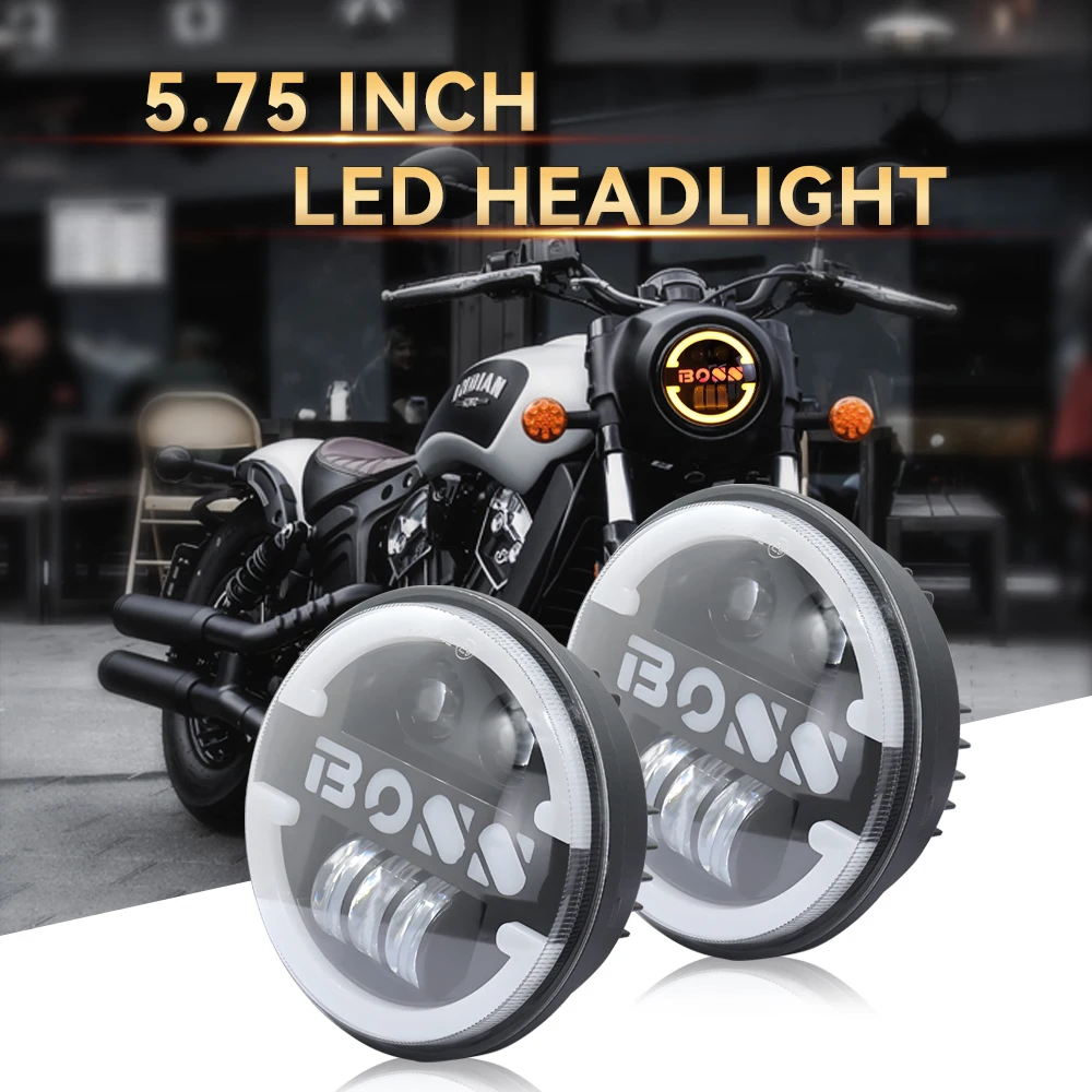 5.75인치 오토바이 LED 헤드라이트 엔젤 아이 LED 헤드라이트 하이/로우 빔 DRL 드라이빙 라이트 오프로드 트럭 SUV ATV 오토바이용