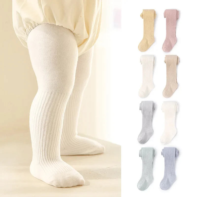 

Baby Leggings Spring and Autumn Solid Color Double Needle Combed Cotton Baby Pantyhose Girls Pantyhose