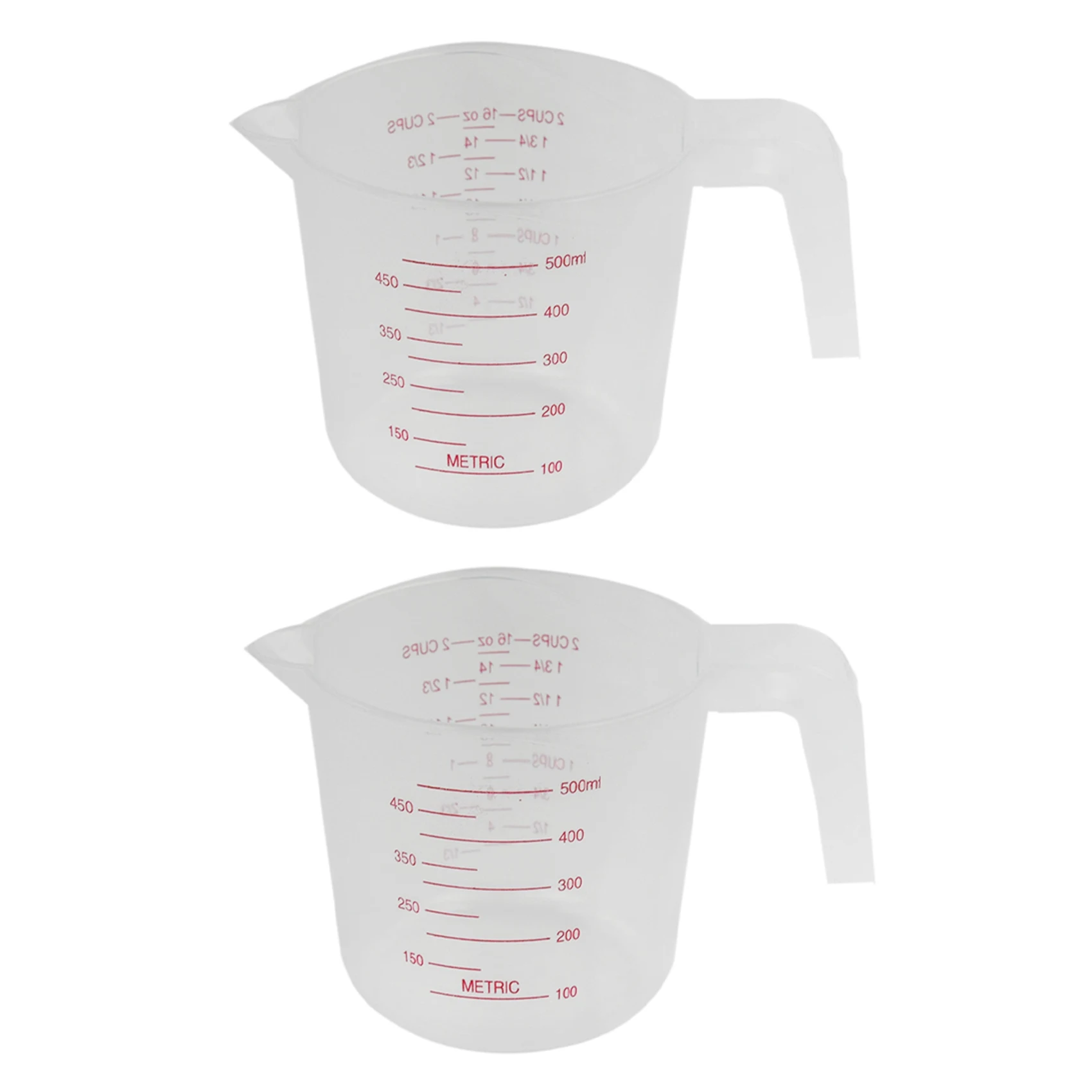 

2X 500Ml Home Lab Measuring Jug Pitcher Plastic Handle pour Spout Container