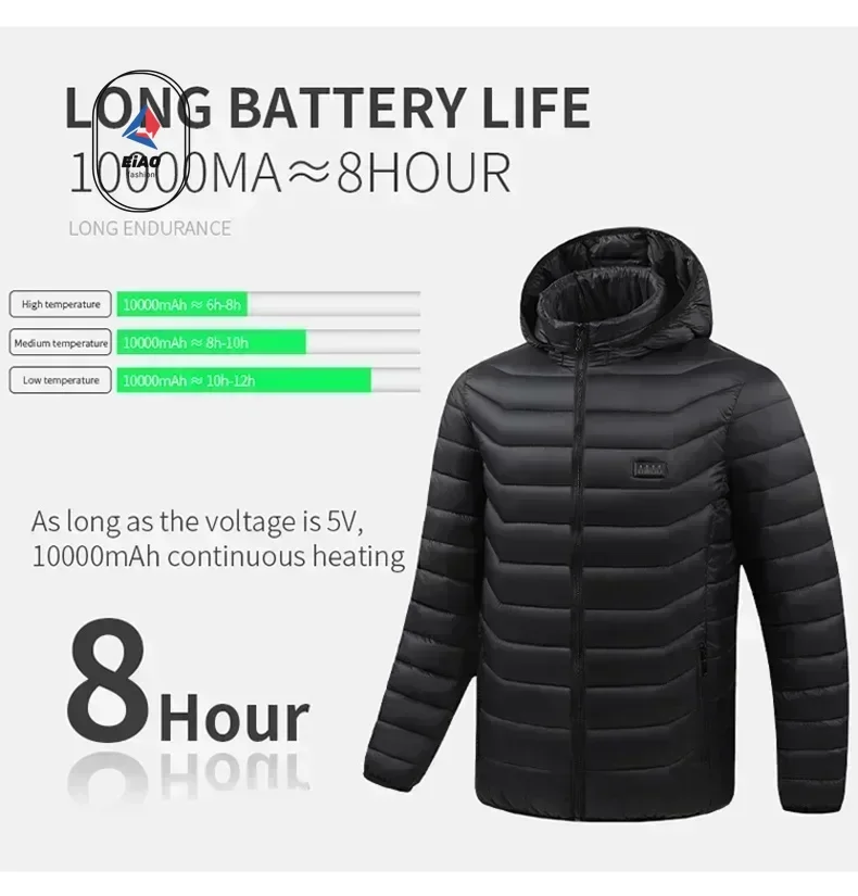 COMXZ Heating Clothing Multi Zone Intelligent Heating 4-speed Temperature Control Warm Top Coat Outdoor 21 Zone Heating Jacket