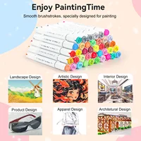 48/60/80/120 цветов, кисть с двойным наконечником и долото, перманентные художественные маркеры с базовыми и контурными маркерами, набор принадлежностей для рисования, многоразового использования — изображение 2