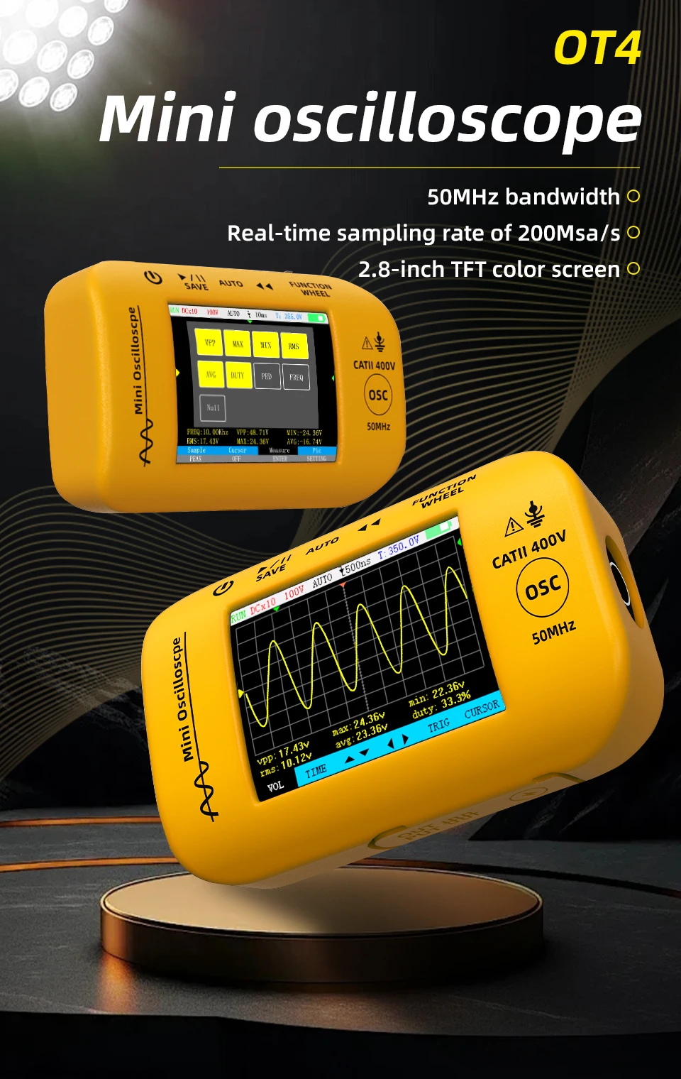 Mini Oscilloscope Portable OT2/OT4 Signal Generator Sampling Rate Electronics Re