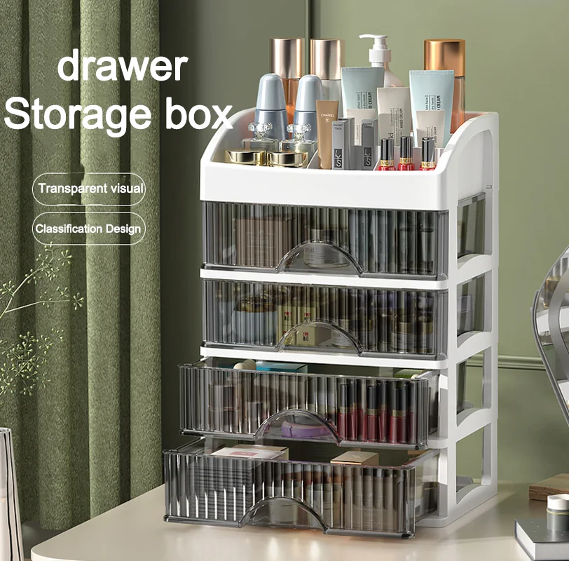 SLHEQING Organisateur Maquillage 3 Tiroirs – Rangement Cosmétique Plastique – Idéal Salle De Bain, Coiffeuse, Rouge à Lèvres, Crèmes & Pinceaux