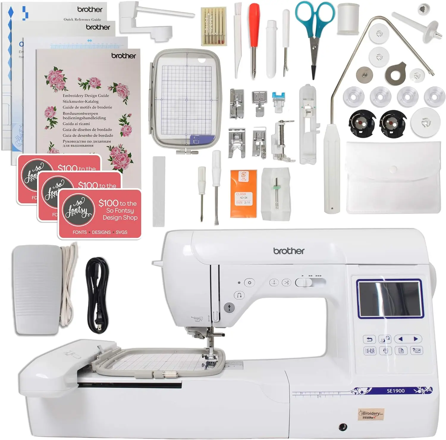 Sewing and Embroidery Machine, 138 Designs, 240 Built-in Stitches, Computerized, 5" x 7" Hoop Area, 3.2" LCD Touc