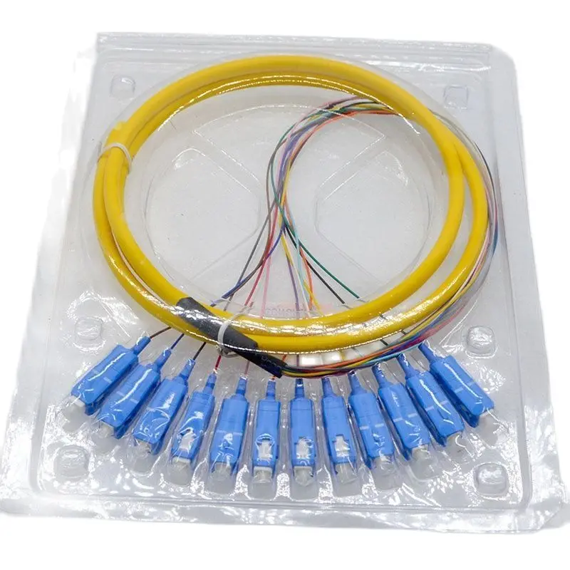 10pcs New 12 Core Optical Fiber Pigtail, SC Square Head Telecommunication Level Single Mode Fiber Optical Skipping Wholesale