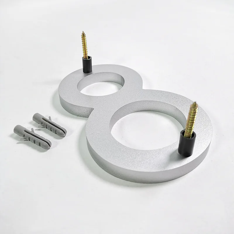 5인치/125mm 실버 하우스 번호 A B C 숫자 주소 표시판 0-9 숫자 대형 현대식 문패 가정용 야외용 숫자판