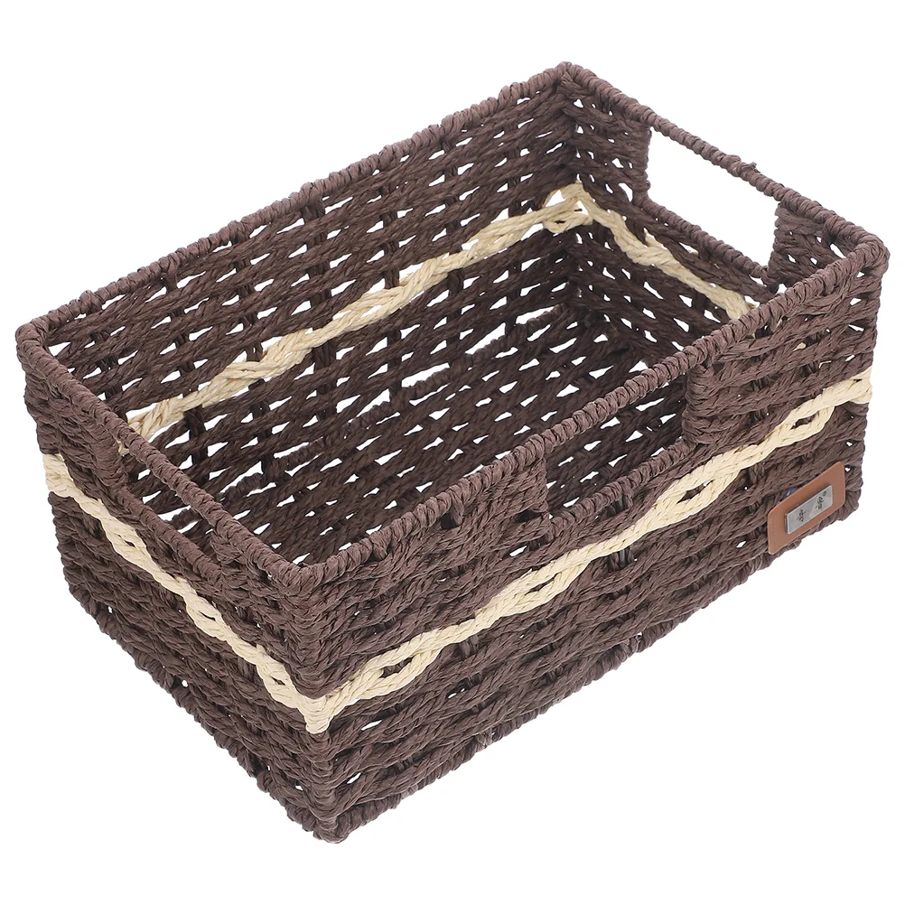 

Straw Storage Basket Multipurpose Woven with Liner Toy Bins Baskets Handle Desktop Organizer for Table Home Snack