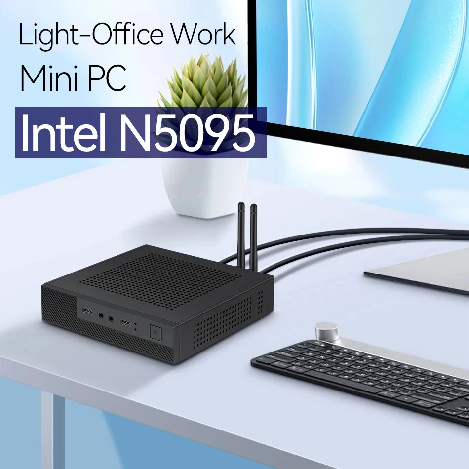 Office Home Compact Desktop Mini PC Intel Cerleon N5095 Quad Cores DDR4 M.2 NGFF SSD WiFi6 Gigabit Ethernet Windows 10/11 2