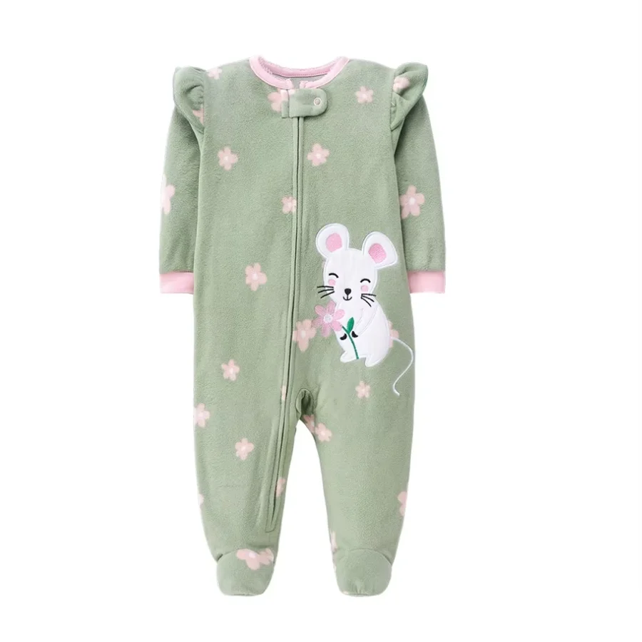 Baby Fleece Footed Romper 1