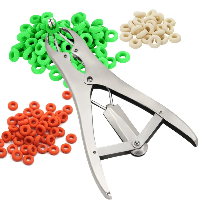 Elastic Tail Docking Rings for Pig Cattle Sheep High Elastic Rubber Castration Rings Tail Docking Plier 50/100/200 Pcs