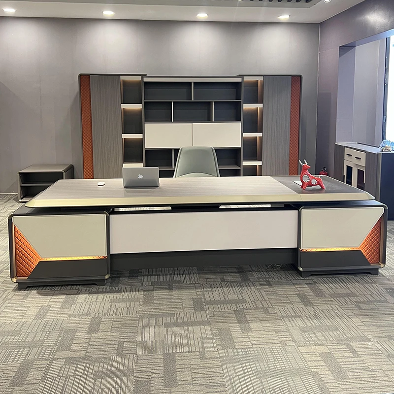 

Office furniture boss desk modern atmosphere manager executive desk supervisor office desk and chair combination with light