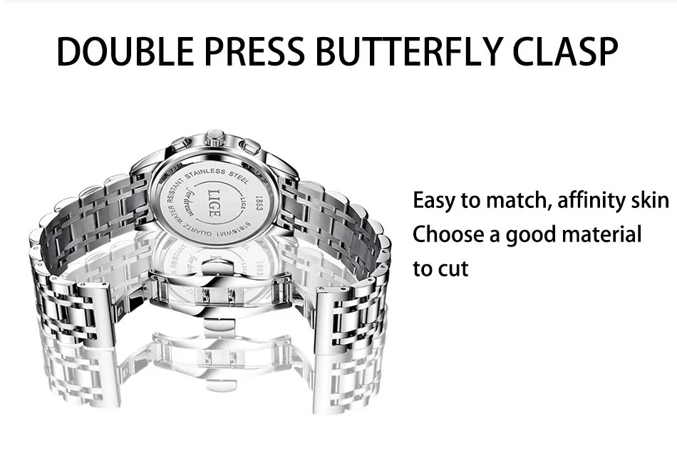 LIGE 2024 Watch - Chronograph functions
