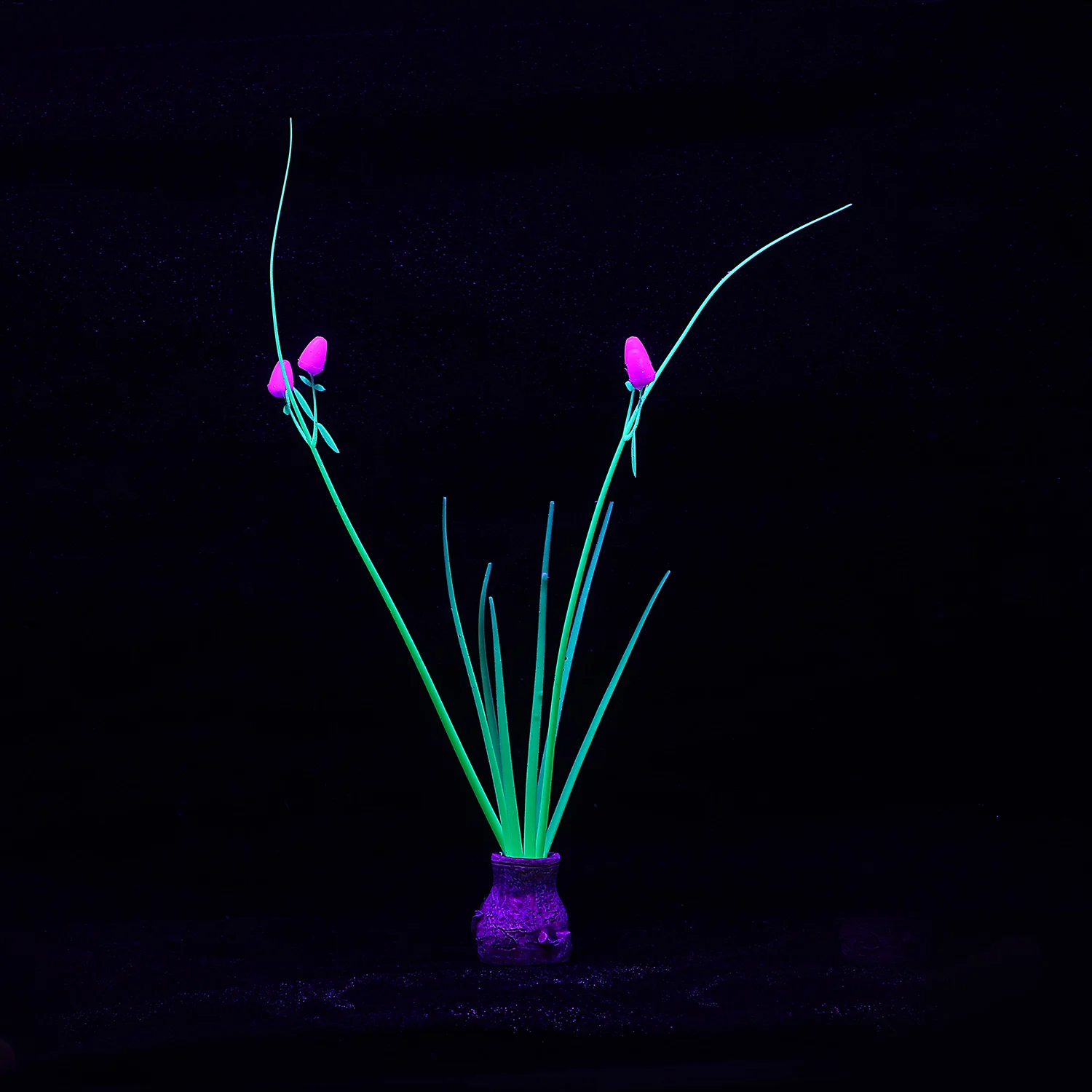 Glow in Dark Coral Orchid Flower Fluorescent Silicone Aquarium Decor Fish Tank Ornament for Freshwater & Saltwater
