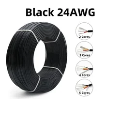 Shielded Tinned Copper Wire - Audio and Control, PVC Insulated, Multi - Core Options - 2 Cores (Black 24AWG)