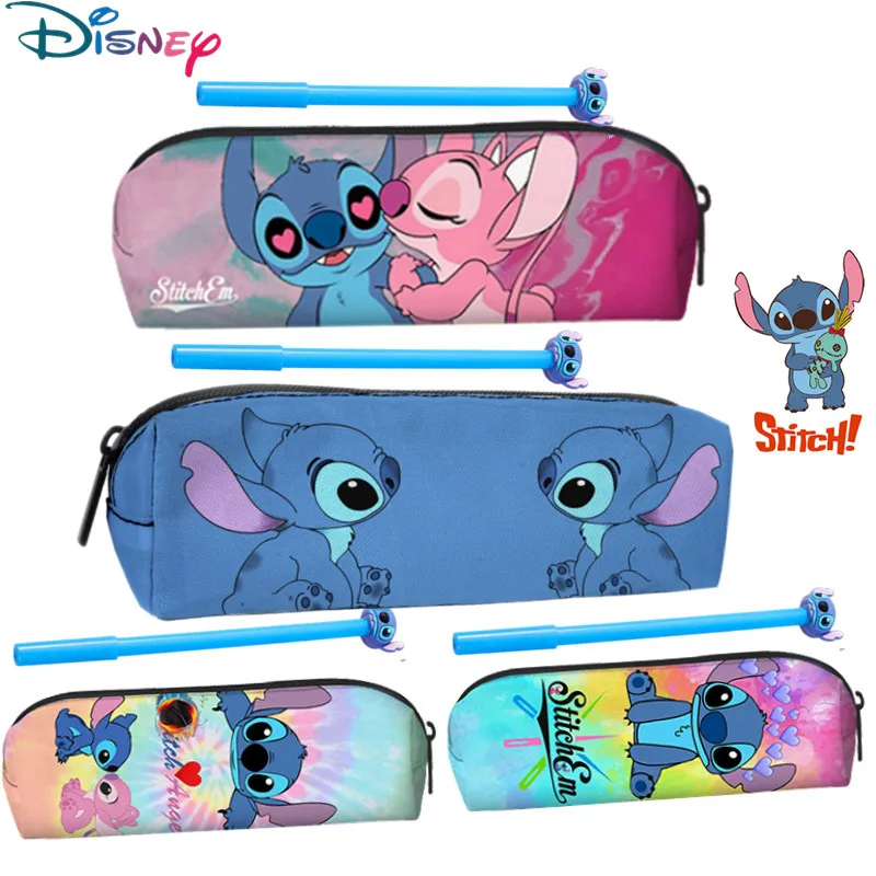 Kawaii 2 Pezzi Disney Stitch Pencil Case Pen Set Stitch Pencil Bag Cartoon Studenti Storage Bag Cancelleria Giocattolo Per Bambini Regalo Di Natale