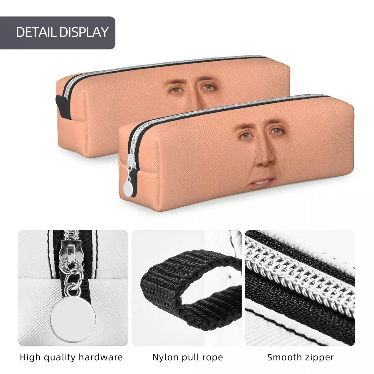 Fun Nicolas Cage Face Pencil Cases Pencil Pouch Pen for Student Large Storage Bag Students School Gift Accessories