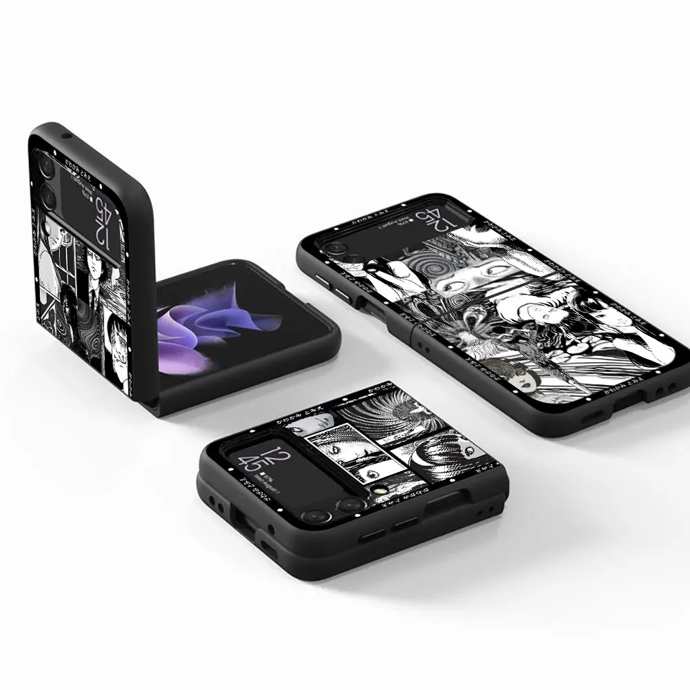 Tomie Comie Again 케이스, 삼성 갤럭시 Z 플립 4, 3, 5G 하드 PC 폰 커버, Zflip3, Zflip4, 블랙 접이식 케이스, Flip4, Flip3 Capa