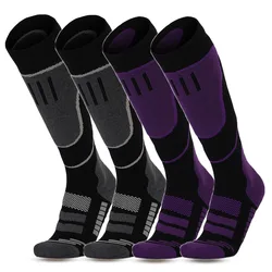 Thermal Knee-High Ski and Snowboard Socks - 2 Pairs of Warm Winter Cold Weather Socks - 36-46 (1BLACK 1PURPLE)