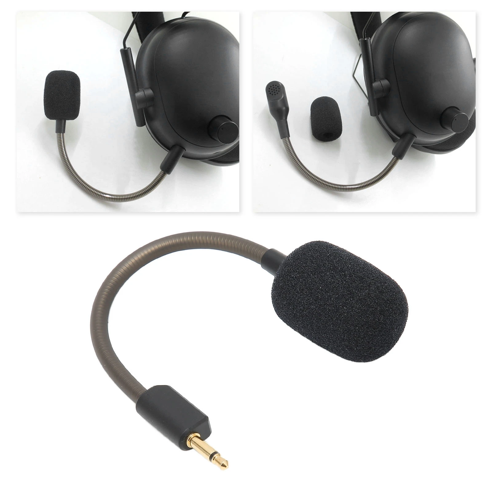 Mic Boom 3.5mm Jack Noise Cancelling Adjustable Replacement Gaming Headsets Microphone with Foam Cover for Razer BlackShark V2