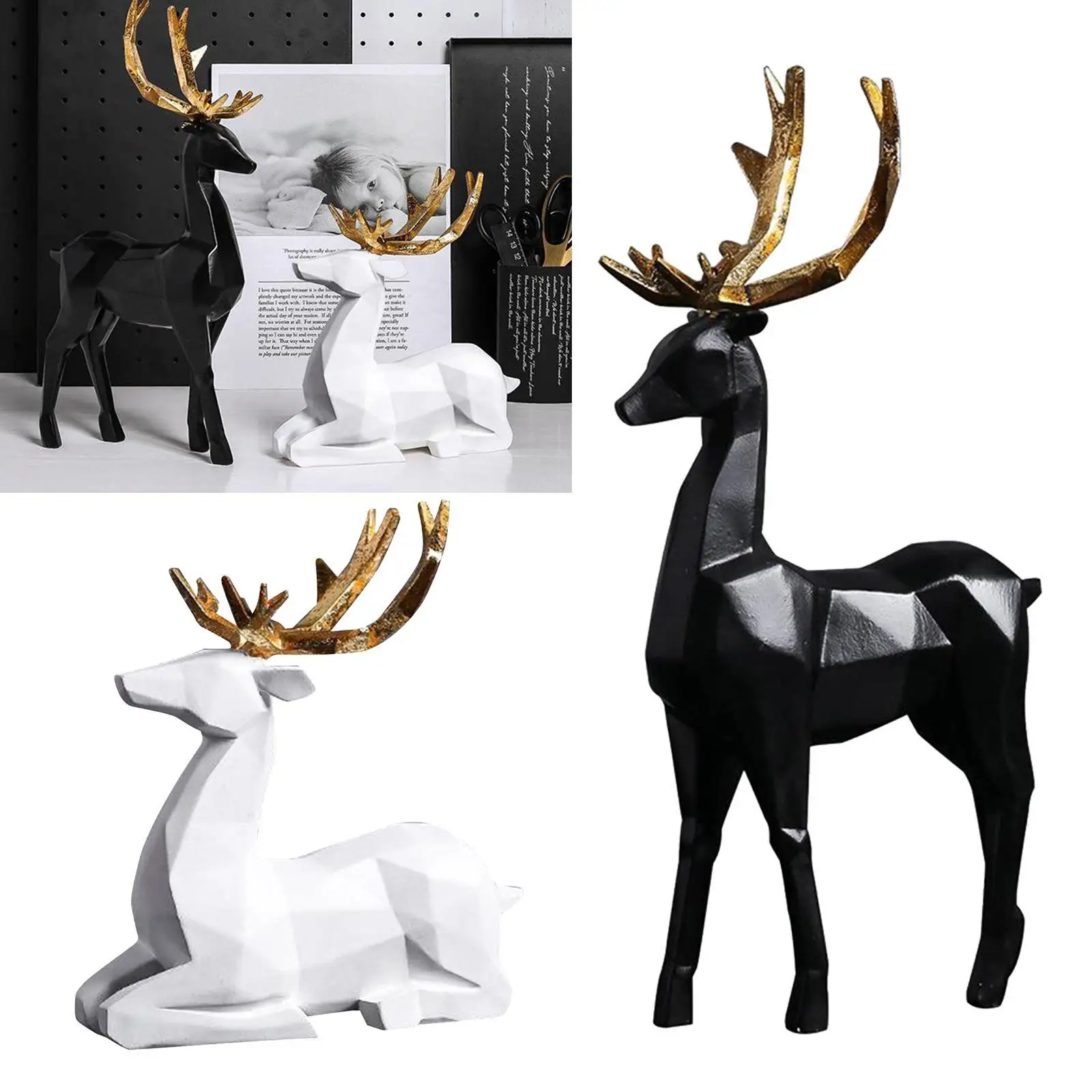 Elk Decor Statue Sculpture, Bookshelf Decor Accents, Modern Decorative Figurines