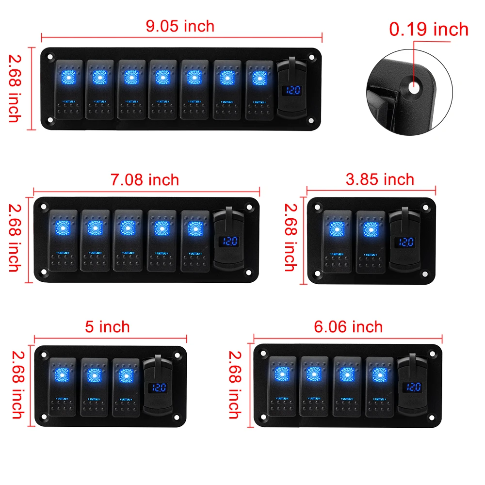 2 3 4 5 6 8 Gang Waterproof Marine Switch Panel 12V 4.2A Dual USB Charger Socket LED Digital Voltmeter For Truck RV Boat