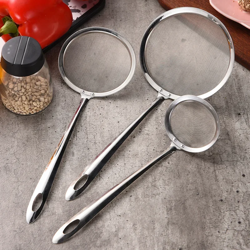 3/1pc Fine Mesh Stainless Steel Colander Soy Milk Filter Oil Filter Spoon Foam Spoon Net Leak Gadgets Kitchen Accessories