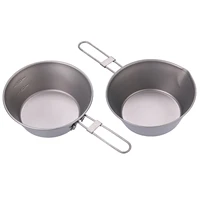 1pc 300/450ml Camping Bowl With Mesh Bag Titanium Sierra Cup Ultra-light Foldable Bowls Pot For Hiking Picnic Outdoor Tableware 2