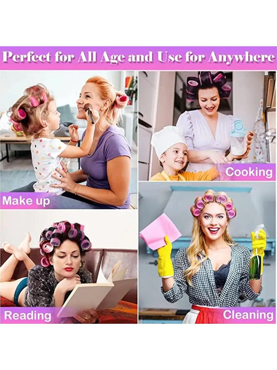28-Piece hair curler set with 18 self-holding curlers and 10 stainless steel duck clips Value set for women or girls with long o