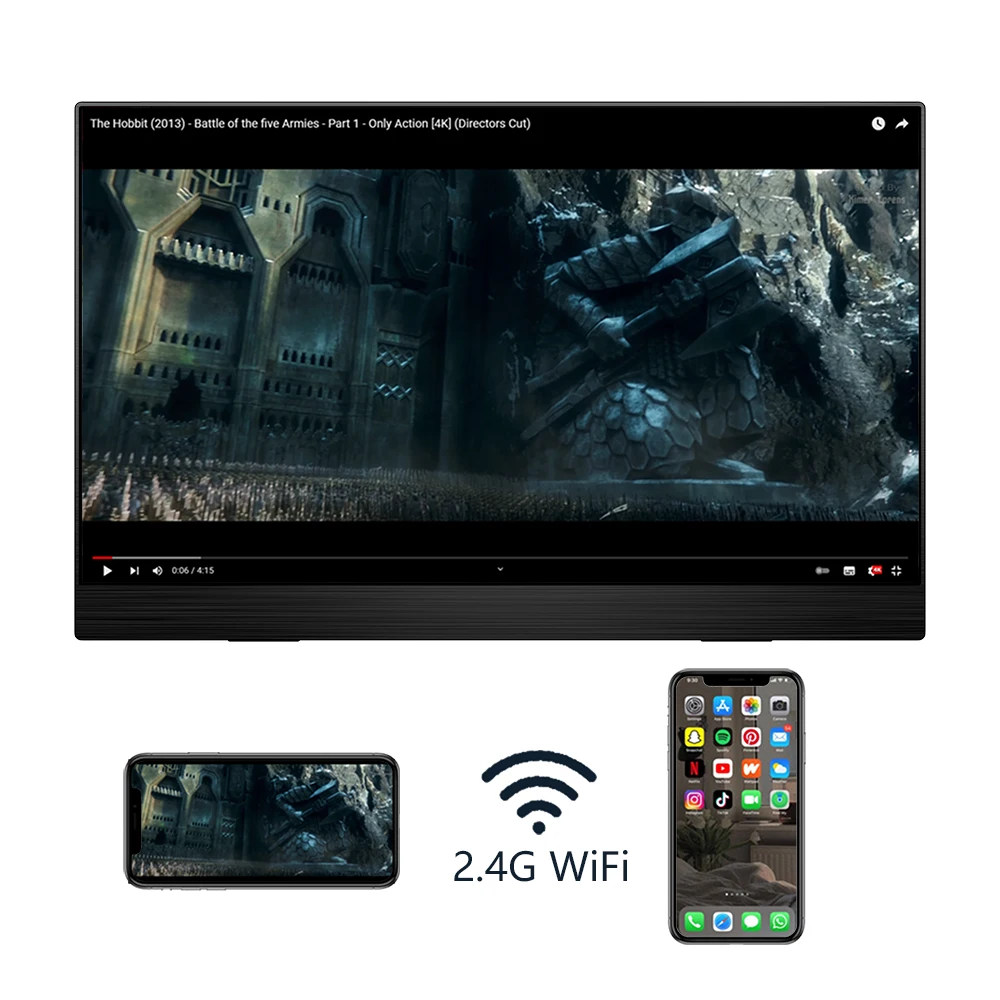 EGOBAS 15.6inch 4K Decoding Android Smart Portable Monitor WiFi Wireless Bluetooth Google Play USBC HDMI-compatible Monitor