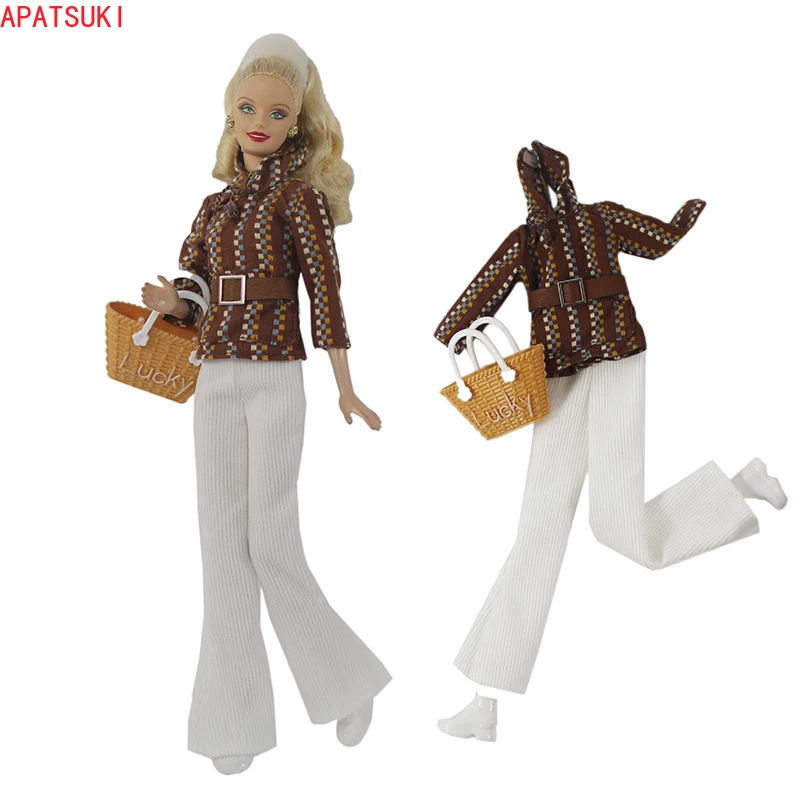 Fashion Clothes Set For Barbie Doll Stand-up Collar Jacket White Pants  Shoes Handbag For Barbie 1/6 Dolls Accessories Kids Toys - AliExpress