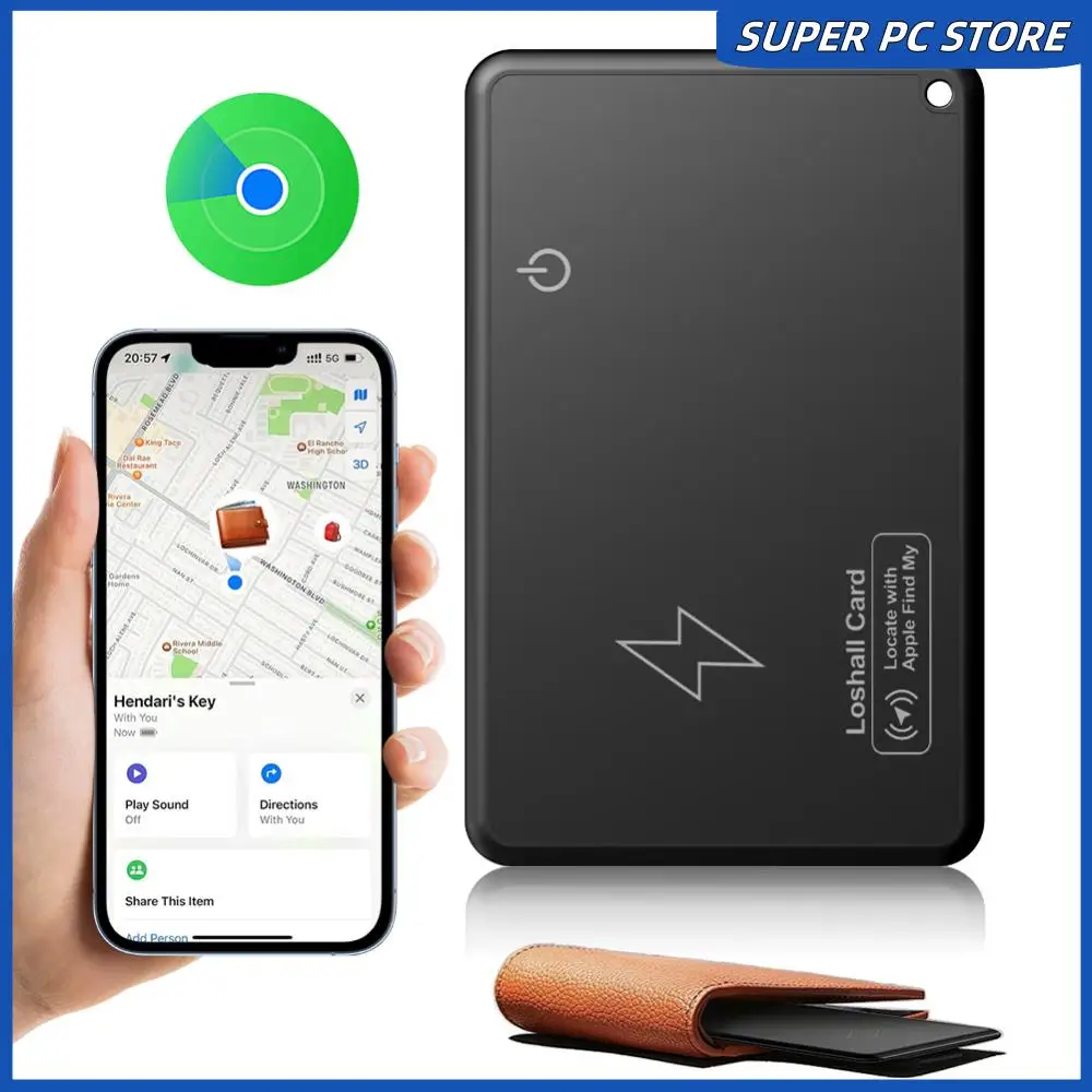 Wireless Charging GPS Locator Bluetooth-Compatible Work with Apple Find My App Smart Card Tracker for Luggage Tag Purse Passport