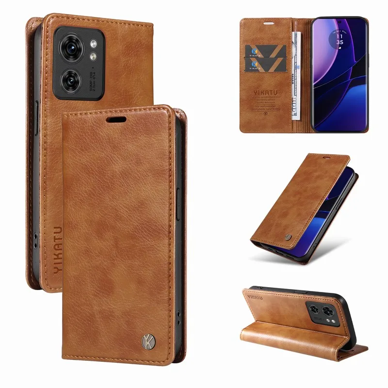 Flip Leather Wallet Smart Mirror Flip Case For Motorola Moto Edge 40 NOE G84 Magnetic Shockproof Phone Bag On Moto G53 G14 G32 G54 Shell Cover