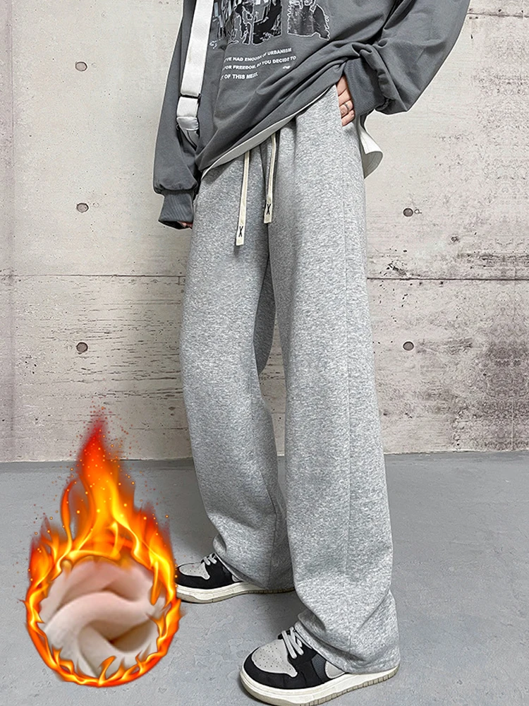 Grey Korean Wide Leg Pants For Women Autumn Winter Joggers