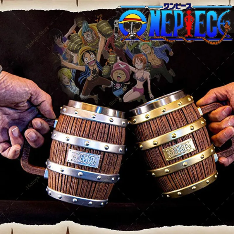 One Piece Figure Ace Rufy Sabo Wine Barrel Cup Cheers Series Gold Silver Ornament Doll Pvc Action Model Children Collection Toy