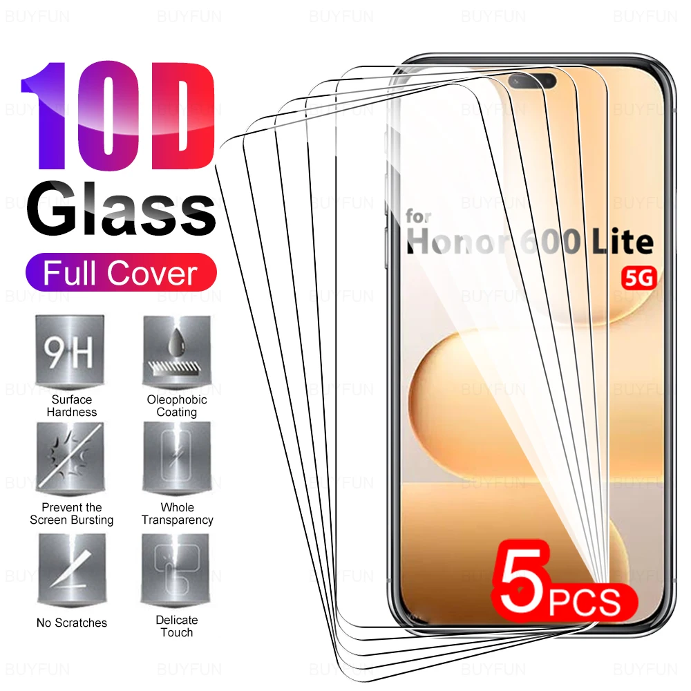 5 יחידות מארז זכוכית מחוסמת ידידותי ל-Honor 600 Lite Honor600Lite 2026 5G 400 Lite 400Lite Xonor 600Lite מגן מסך קדמי