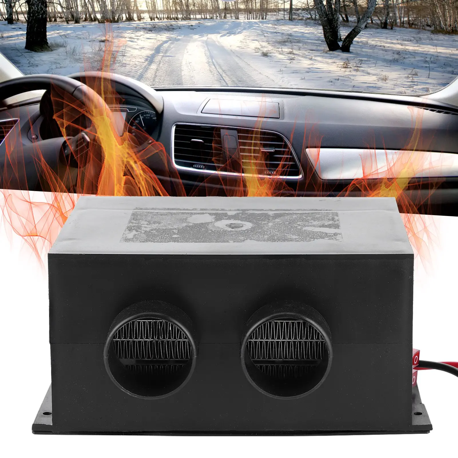 휴대용 겨울 고속 난방 온열기, 무소음 서리 제거, 범용 자동차 히터, 2 홀, 12V, 600W