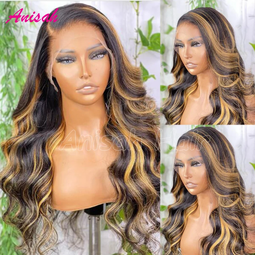 

Body Wave 13x4 Ombre Highlight Transparent HD Lace Frontal Wigs 13x6 4/27 Glueless Colored Wigs Lace Front Human Hair Wigs