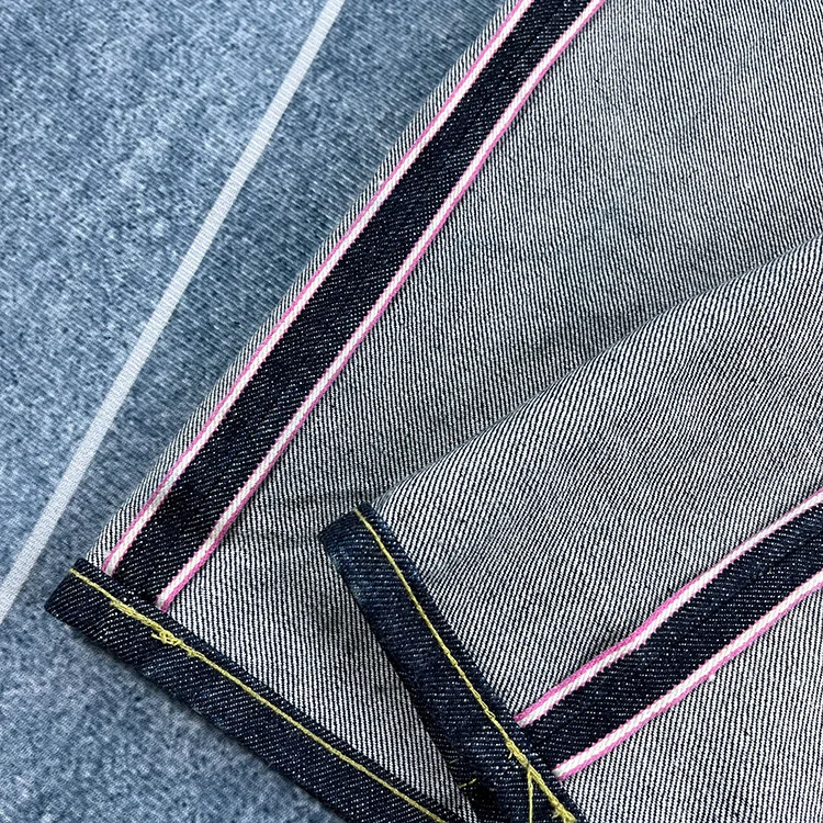 16oz 남성용 고품질 핑크 셀비지 데님 청바지 코튼 워시 바지 로우 블루 아메리칸 빈티지 하드 두꺼운 스트레이트 바지