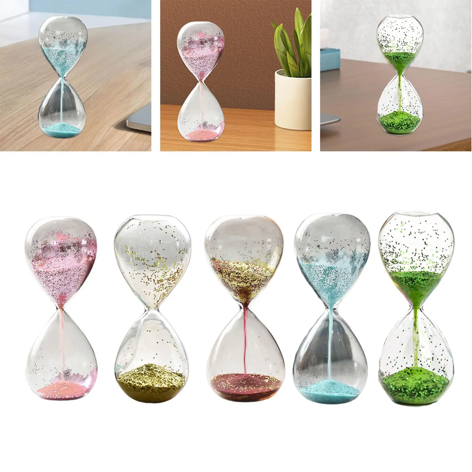 Hourglass Timer Home Decorative Desktop Ornament Glitter Sand Clock for Children Living Room Office Holiday Gift Home Decor