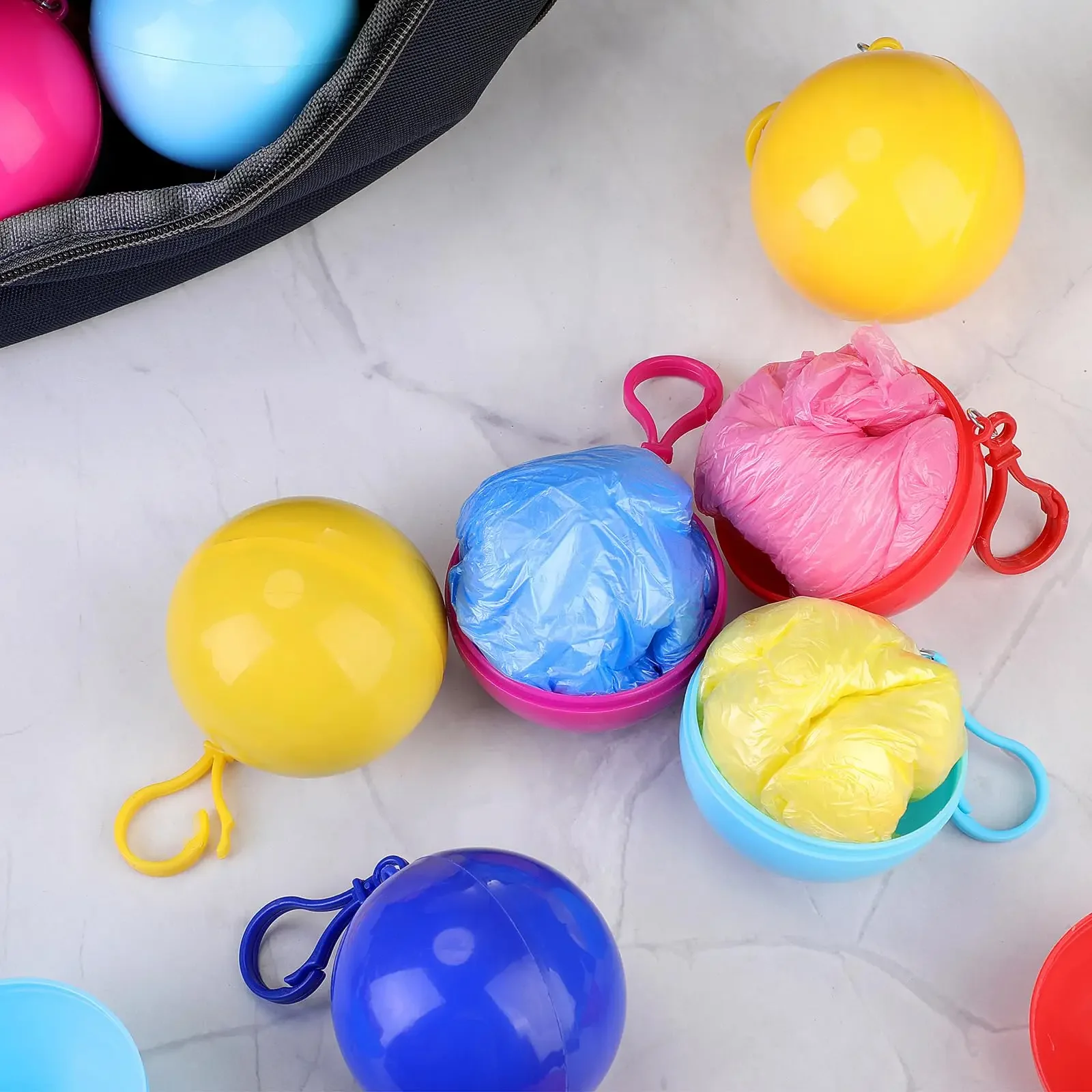 Raincoat Poncho 1PC Portable Disposable Emergency Raincoats in Ball with Hook Plastic for Travel Outdoor
