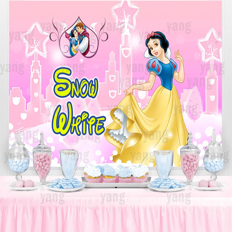 Disney Princess Wedding Castle Pink Dreamy Stars Biancaneve Little Mermaid Fondale Girls Birthday Party Baby Shower Banner