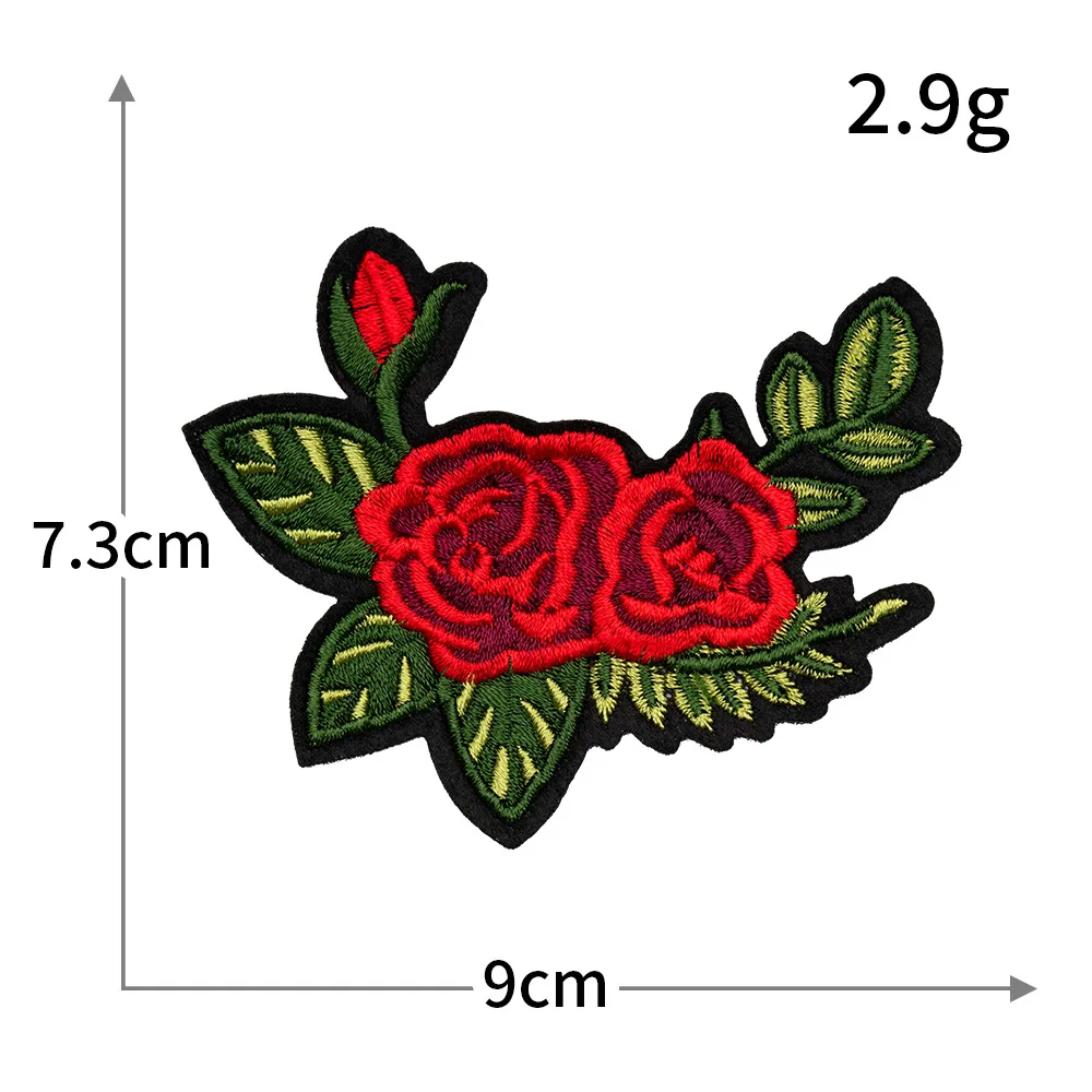 Red Rose Embroidery Patch - Decorative DIY Cloth Accent for Fashion & Accessories
