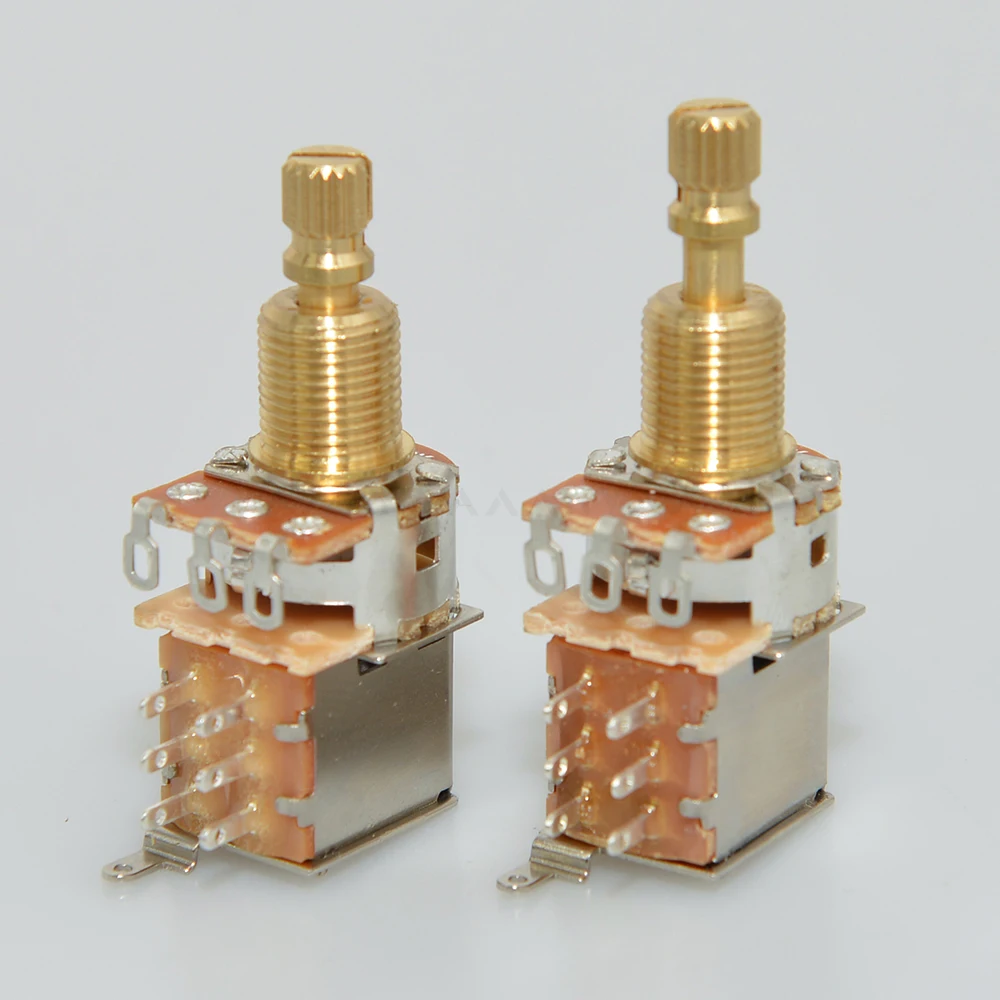 1 stücke Gitarre Push/Push Potentiometer A250K/B250K/A500K/B500K Messing Kurze Lange Split Welle neue Version Kein Mehr Ziehen – Detail 1