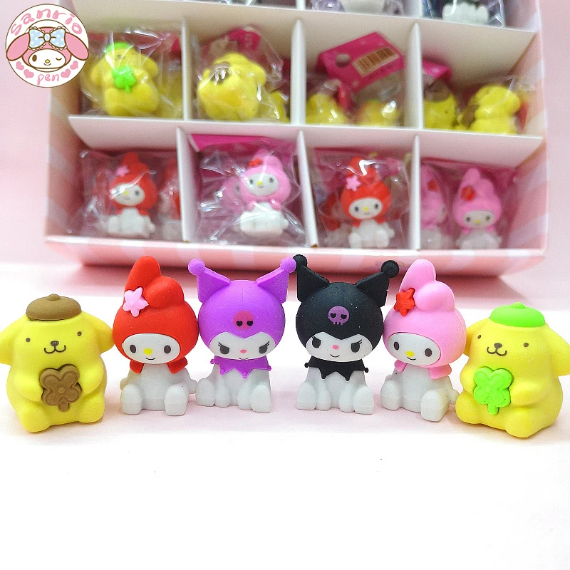 

Sanrio Eraser 18/36pcs Cute Kuromi Hello Kitty Mini My Melody Pom Pom Purin Eraser Kawaii School Student Stationery Eraser Gifts