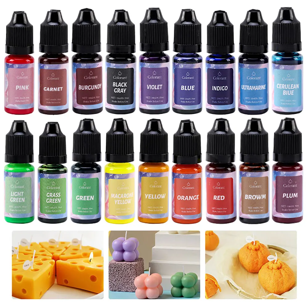 Epoxy resin pigment candle dyes pigment soy candle wax pigment candle dyes kit 10ML resin pigments candle soap dye diy uv epoxy resin mold liquid colorant for jewelry making supplies crafts